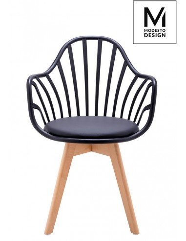 MODESTO fotel ALBERT ARM czarny - polipropylen, ekoskóra, drewno bukowe