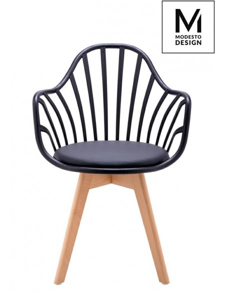 MODESTO fotel ALBERT ARM czarny - polipropylen, ekoskóra, drewno bukowe