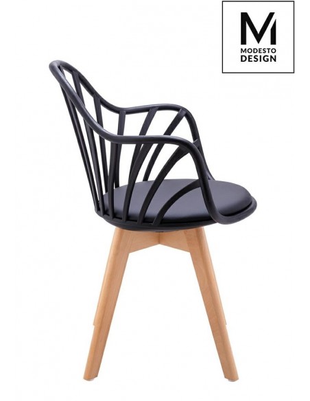 MODESTO fotel ALBERT ARM czarny - polipropylen, ekoskóra, drewno bukowe