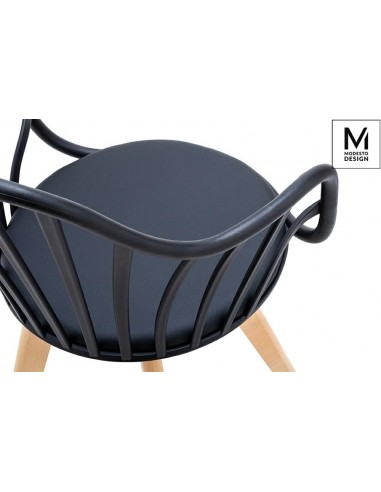 MODESTO fotel ALBERT ARM czarny - polipropylen, ekoskóra, drewno bukowe