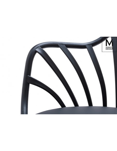 MODESTO fotel ALBERT ARM czarny - polipropylen, ekoskóra, drewno bukowe