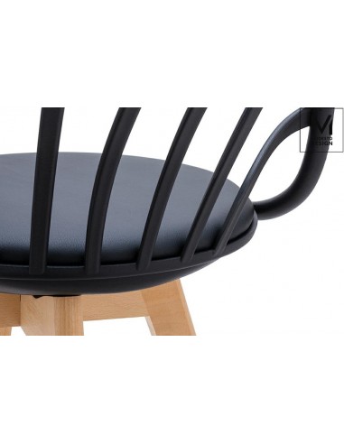 MODESTO fotel ALBERT ARM czarny - polipropylen, ekoskóra, drewno bukowe