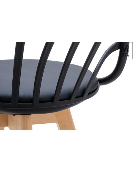 MODESTO fotel ALBERT ARM czarny - polipropylen, ekoskóra, drewno bukowe