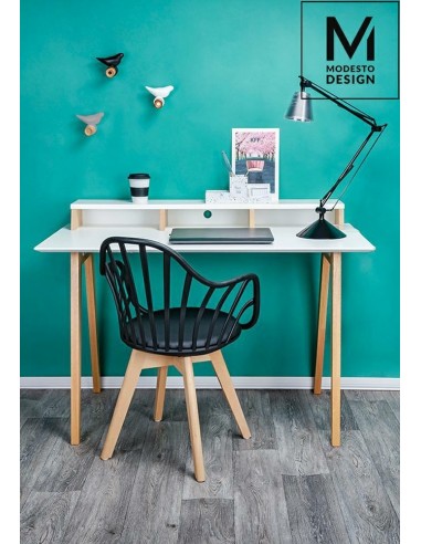 MODESTO fotel ALBERT ARM czarny - polipropylen, ekoskóra, drewno bukowe