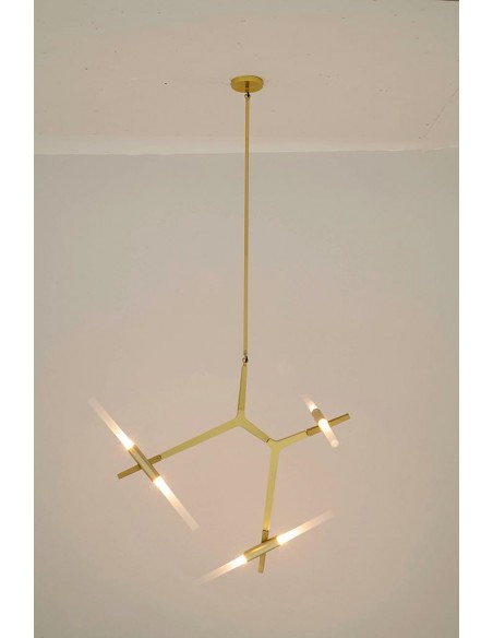 Lampa wisząca CANDELABR 6 złota - aluminium, szkło