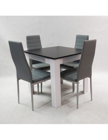Zestaw stół Modern 80 BW i 4 szare krzesła Nicea