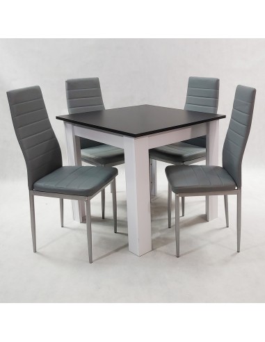Zestaw stół Modern 80 BW i 4 szare krzesła Nicea