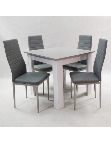 Zestaw stół Modern 80 GW i 4 szare krzesła Nicea