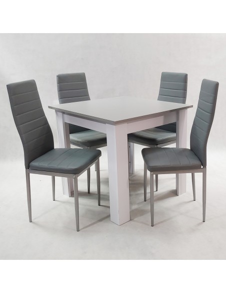 Zestaw stół Modern 80 GW i 4 szare krzesła Nicea