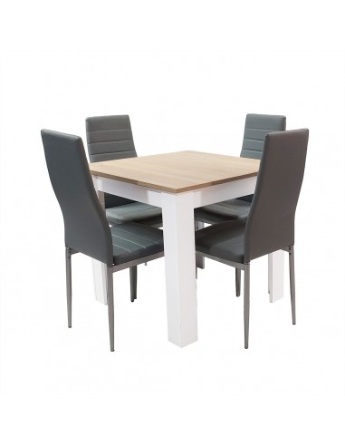 Zestaw stół Modern 80 SW i 4 szare krzesła Nicea