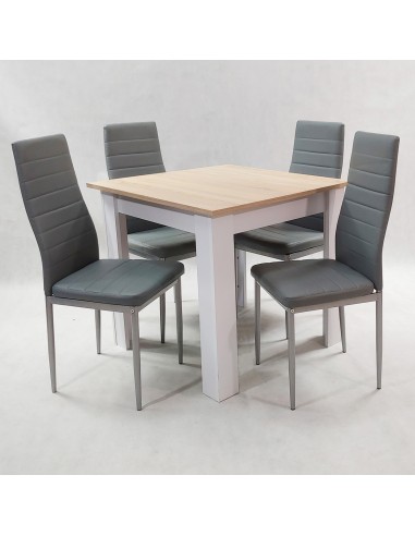 Zestaw stół Modern 80 SW i 4 szare krzesła Nicea