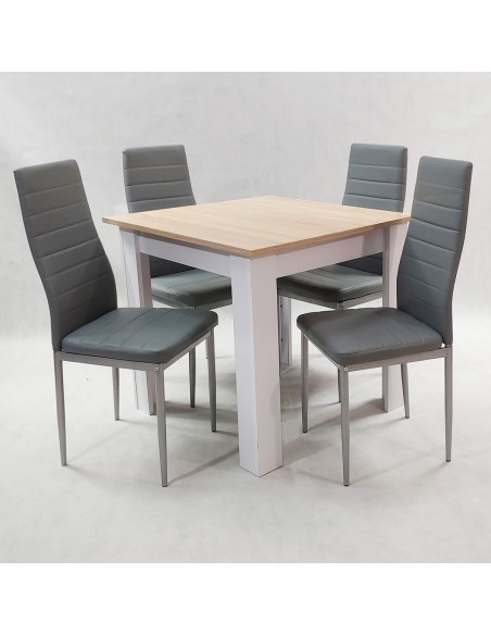 Zestaw stół Modern 80 SW i 4 szare krzesła Nicea