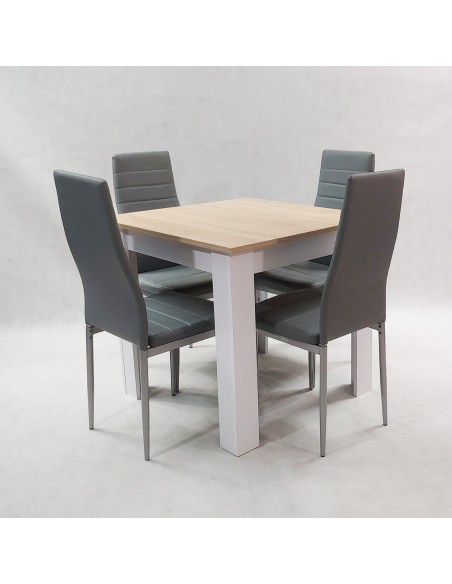 Zestaw stół Modern 80 SW i 4 szare krzesła Nicea