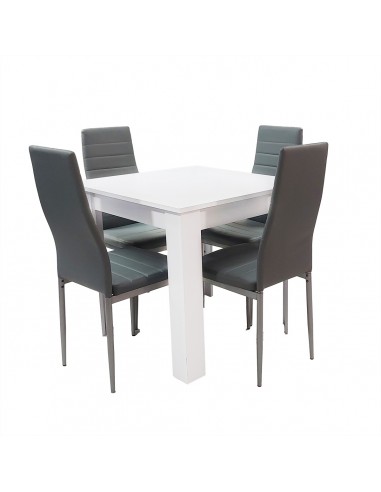 Zestaw stół Modern 80 biały i 4 szare krzesła Nicea