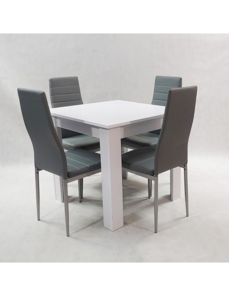 Zestaw stół Modern 80 biały i 4 szare krzesła Nicea