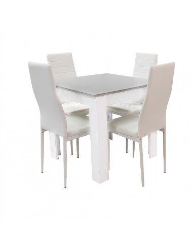 Zestaw stół Modern 80 GW i 4 białe krzesła Nicea