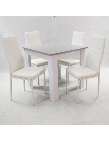 Zestaw stół Modern 80 GW i 4 białe krzesła Nicea
