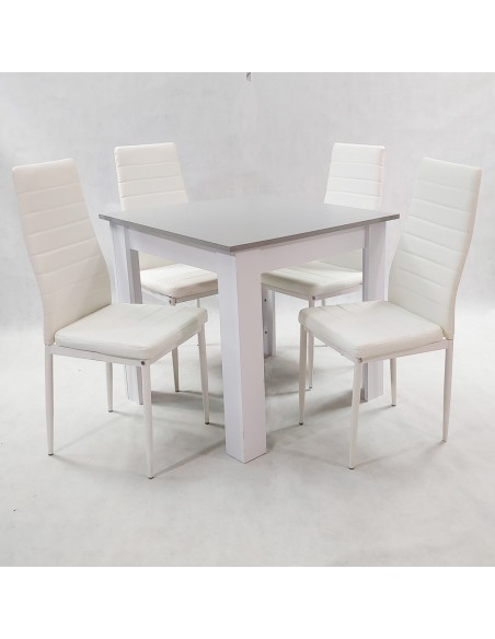 Zestaw stół Modern 80 GW i 4 białe krzesła Nicea