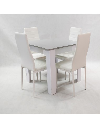 Zestaw stół Modern 80 GW i 4 białe krzesła Nicea