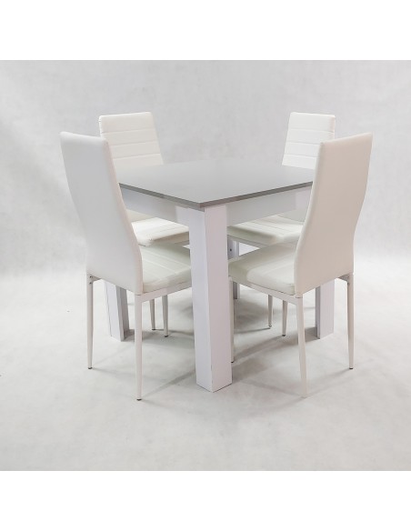 Zestaw stół Modern 80 GW i 4 białe krzesła Nicea