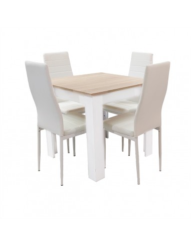 Zestaw stół Modern 80 SW i 4 białe krzesła Nicea