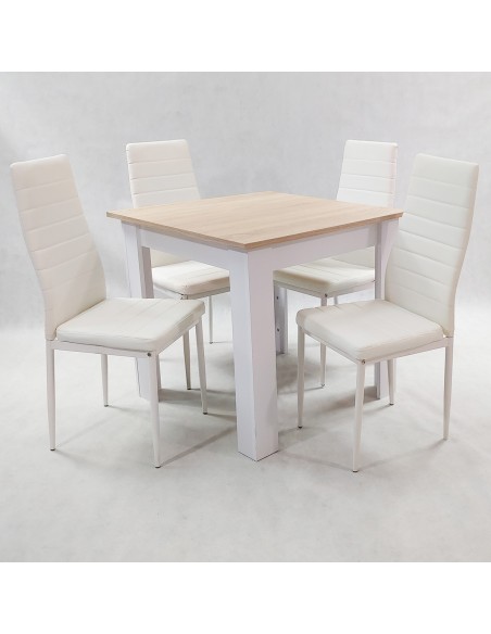Zestaw stół Modern 80 SW i 4 białe krzesła Nicea