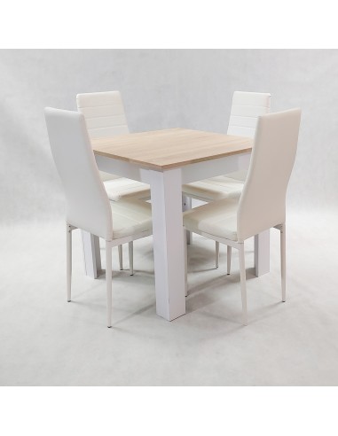 Zestaw stół Modern 80 SW i 4 białe krzesła Nicea