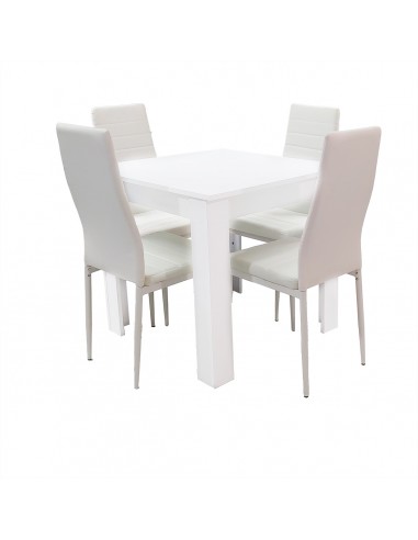 Zestaw stół Modern 80 biały i 4 białe krzesła Nicea