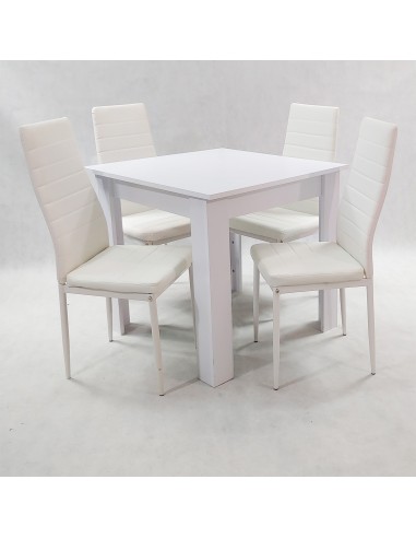 Zestaw stół Modern 80 biały i 4 białe krzesła...
