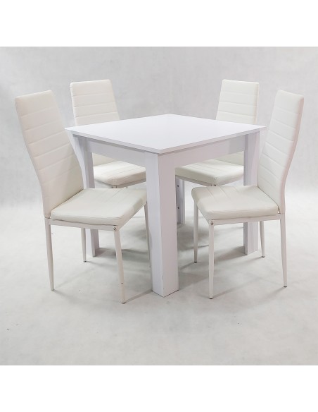 Zestaw stół Modern 80 biały i 4 białe krzesła Nicea