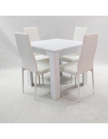 Zestaw stół Modern 80 biały i 4 białe krzesła Nicea