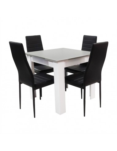 Zestaw stół Modern 80 GW i 4 czarne krzesła Nicea