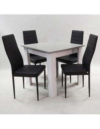 Zestaw stół Modern 80 GW i 4 czarne krzesła Nicea