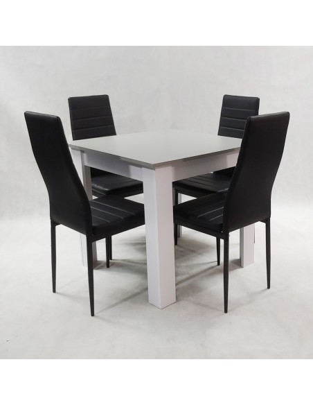 Zestaw stół Modern 80 GW i 4 czarne krzesła Nicea