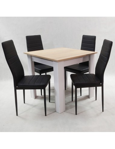 Zestaw stół Modern 80 SW i 4 czarne krzesła Nicea