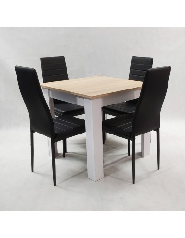 Zestaw stół Modern 80 SW i 4 czarne krzesła Nicea