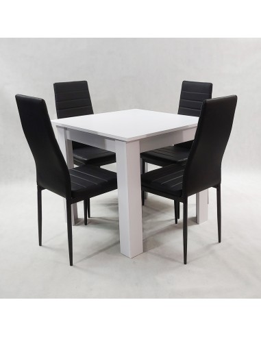 Zestaw stół Modern 80 biały i 4 czarne krzesła...