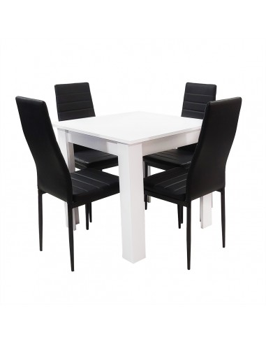 Zestaw stół Modern 80 biały i 4 czarne krzesła Nicea