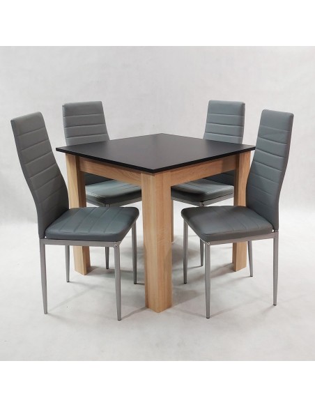 Zestaw stół Modern 80 BS i 4 szare krzesła Nicea