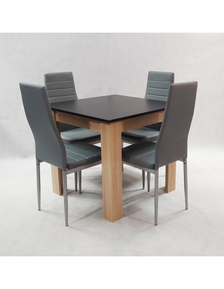 Zestaw stół Modern 80 BS i 4 szare krzesła Nicea