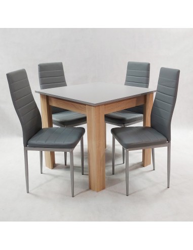 Zestaw stół Modern 80 GS i 4 szare krzesła Nicea