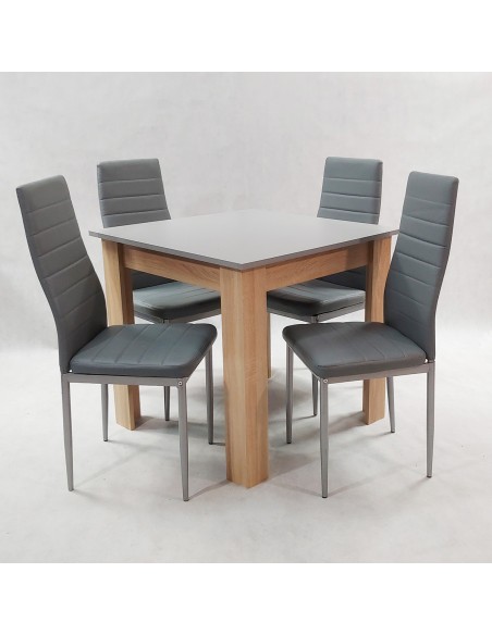 Zestaw stół Modern 80 GS i 4 szare krzesła Nicea