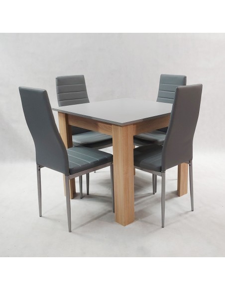 Zestaw stół Modern 80 GS i 4 szare krzesła Nicea