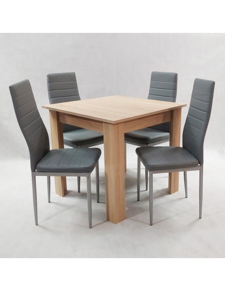 Zestaw stół Modern 80 sonoma i 4 szare krzesła Nicea