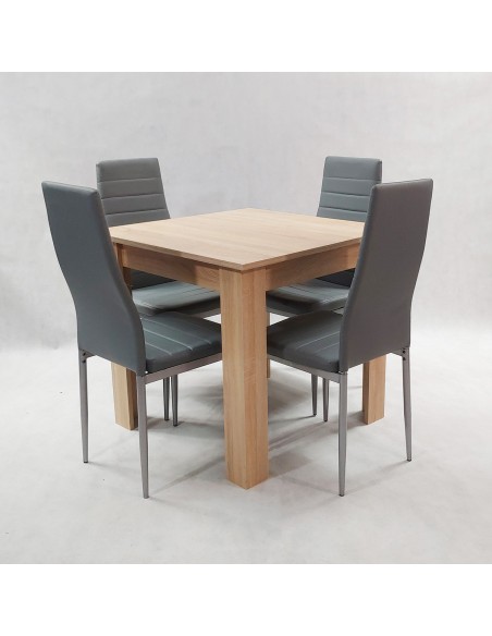 Zestaw stół Modern 80 sonoma i 4 szare krzesła Nicea