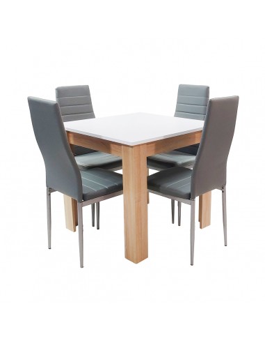Zestaw stół Modern 80 WS i 4 szare krzesła Nicea