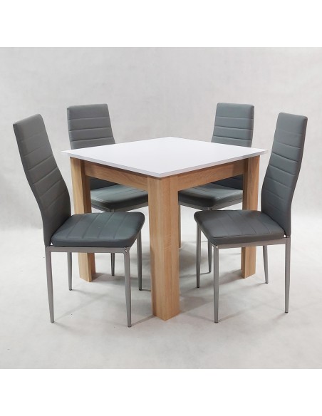 Zestaw stół Modern 80 WS i 4 szare krzesła Nicea