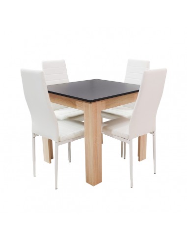 Zestaw stół Modern 80 BS i 4 białe krzesła Nicea