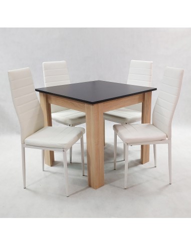 Zestaw stół Modern 80 BS i 4 białe krzesła Nicea