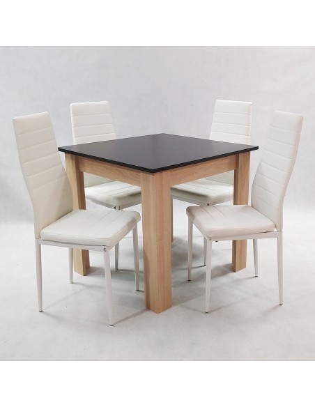 Zestaw stół Modern 80 BS i 4 białe krzesła Nicea